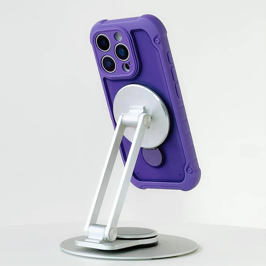 for Magsafe 360° Rotation Metal Stand Phone Case for iPhone 17 12 13 14 15 16 Pro Max 17Pro Airbag Shockproof Matte Pc Cover