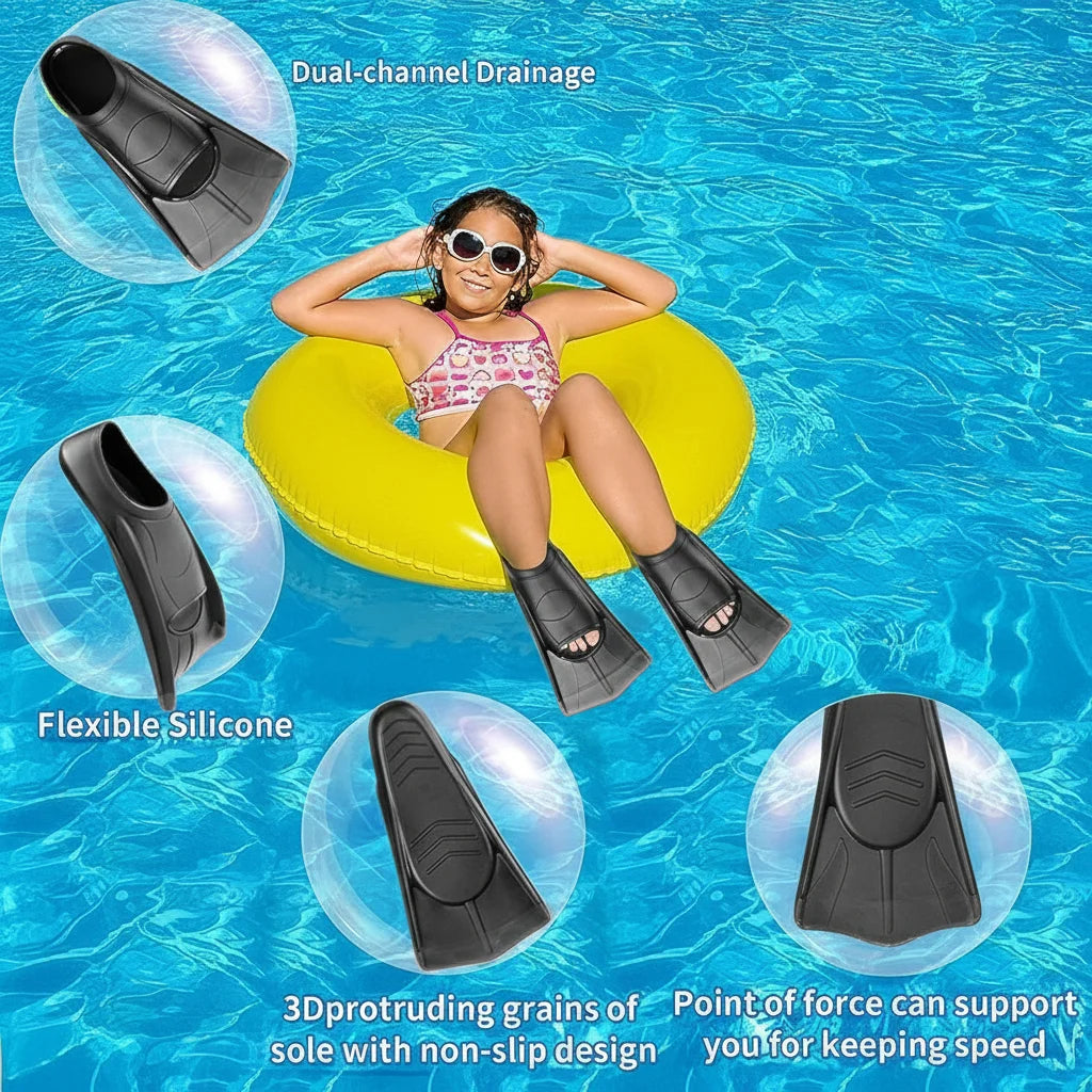Silicone Fins Swim Training Snorkel Short Diving Flippers Frog Shoes Men Women Professional Breaststroke Freesnorkel Swimming