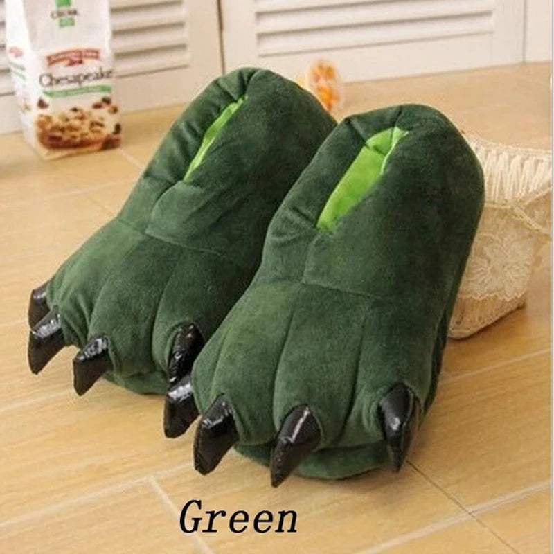 2025 Winter Warm Soft Indoor Floor Slippers Women Men Shoes Paw Funny Animal Christmas Monster Dinosaur Claw Plush Home