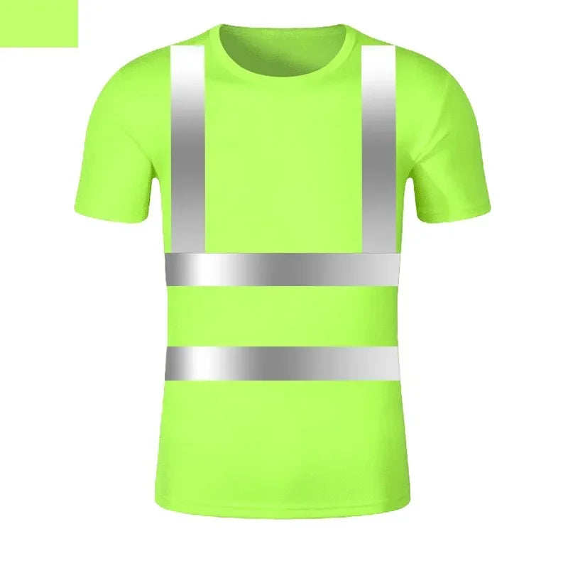 Reflective T-shirt Outdoor Fluorescent High Visibility Safety Work Shirt BreathableT Shirt Vest Quick Dry Sports Night Walking