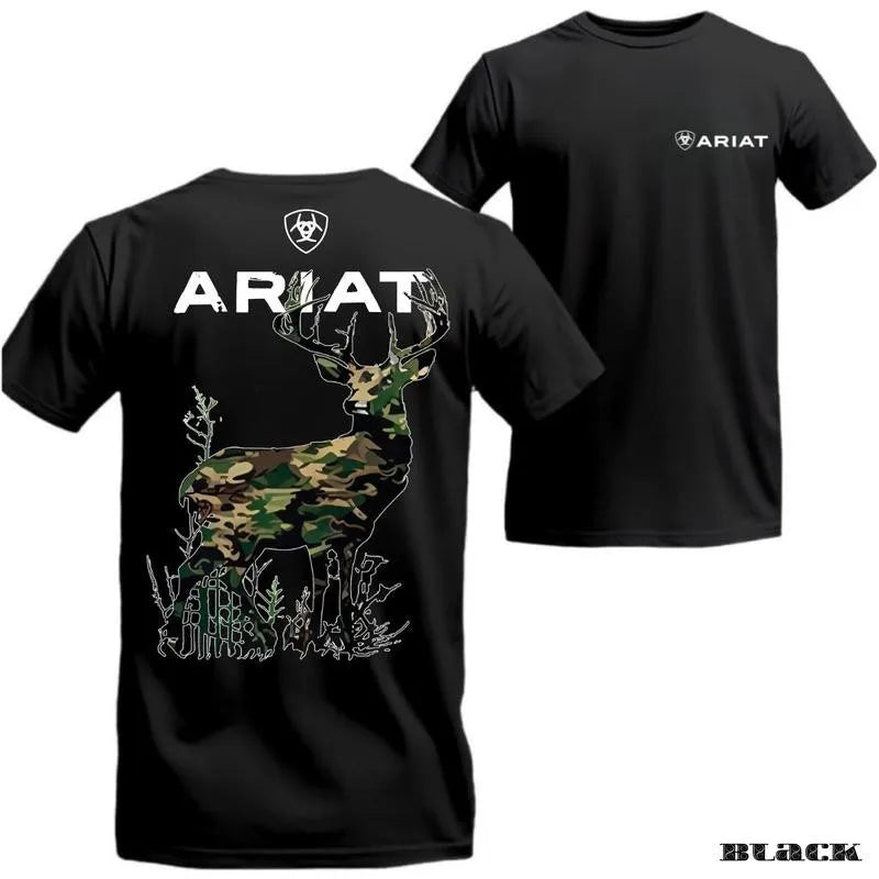 Ariat Hunting T-Shirt - Camo Deer Print, Western Outdoor Vibes, Comfortable Fit