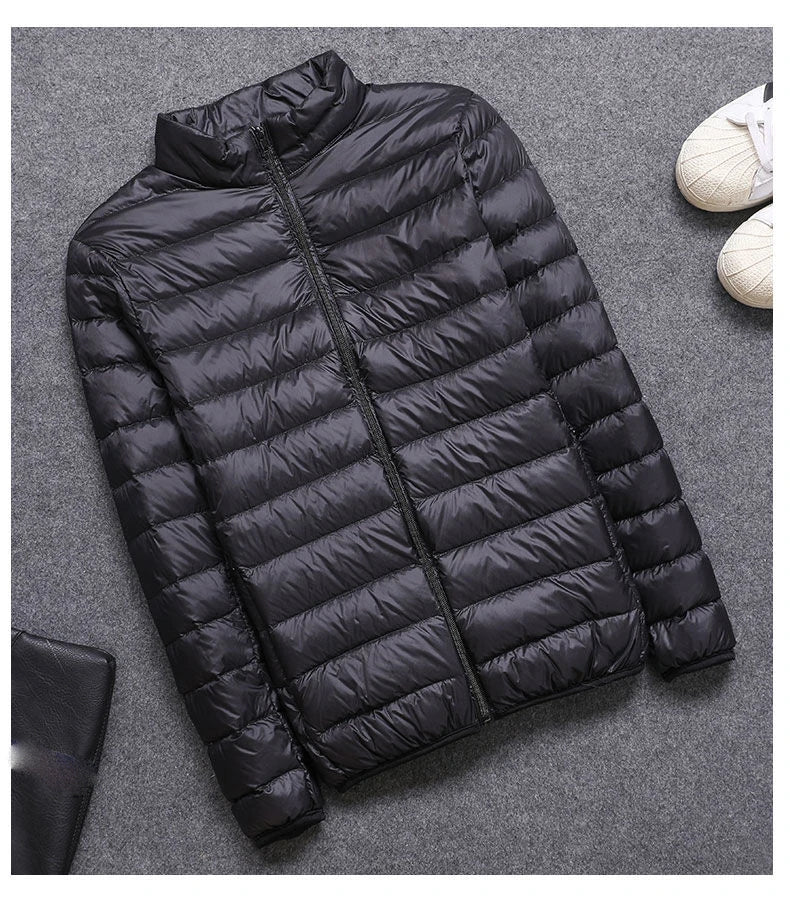 Fashion Brand Ultra Light Duck Down Jacket Mens Korean Streetwear Feather Coat Hooded Down Jacket Warm Men Clothes Spring Autumn