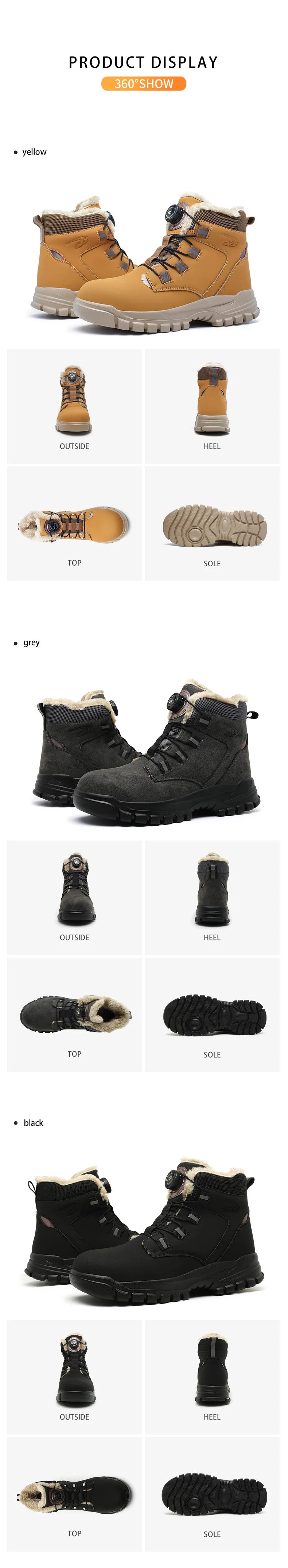 comfortable safety shoes for men high waterproof work shoes non-slip safety boots rubber outsole working sneakers with metal toe