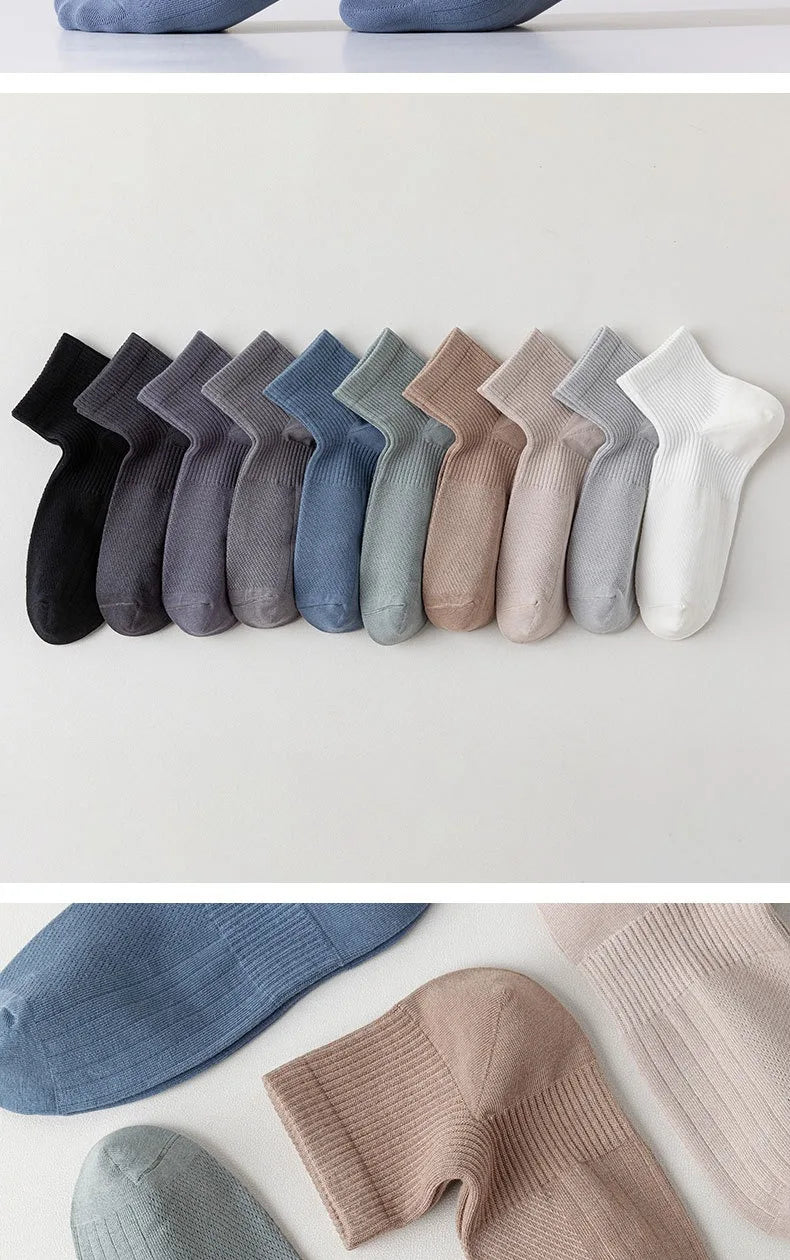 1/3 Pairs Men's Cotton Antibacterial No-Show Socks - Summer Thin Moisture-Wicking Breathable Sports Ankle Socks
