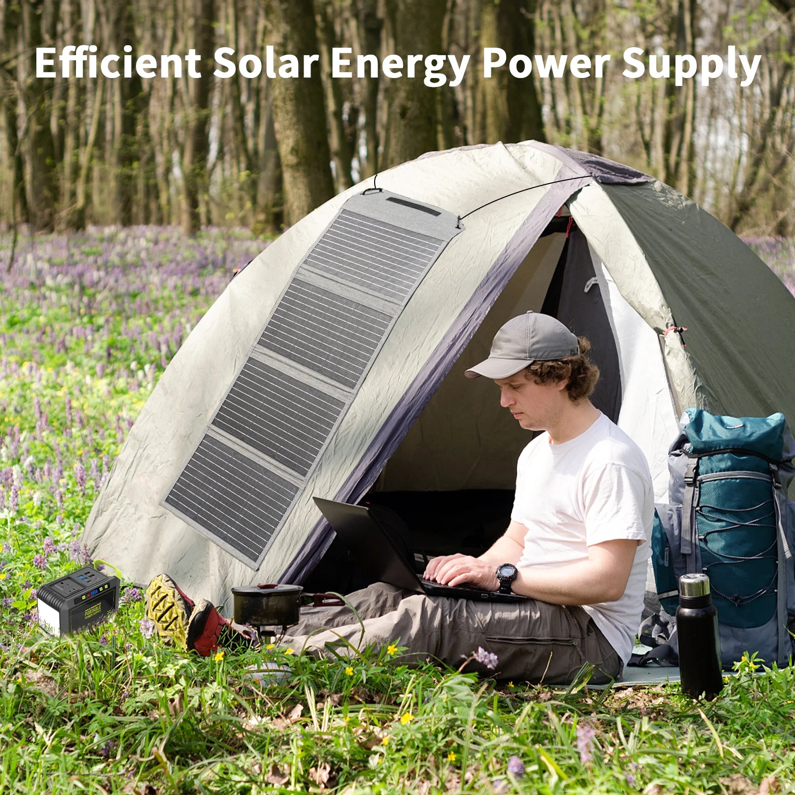 MHPOWOS 120W / 40W Portable Solar Panel, 19V ETFE Foldable Solar Charger for Power Station,QC3.0 USB-A &Type-C Output for Phones