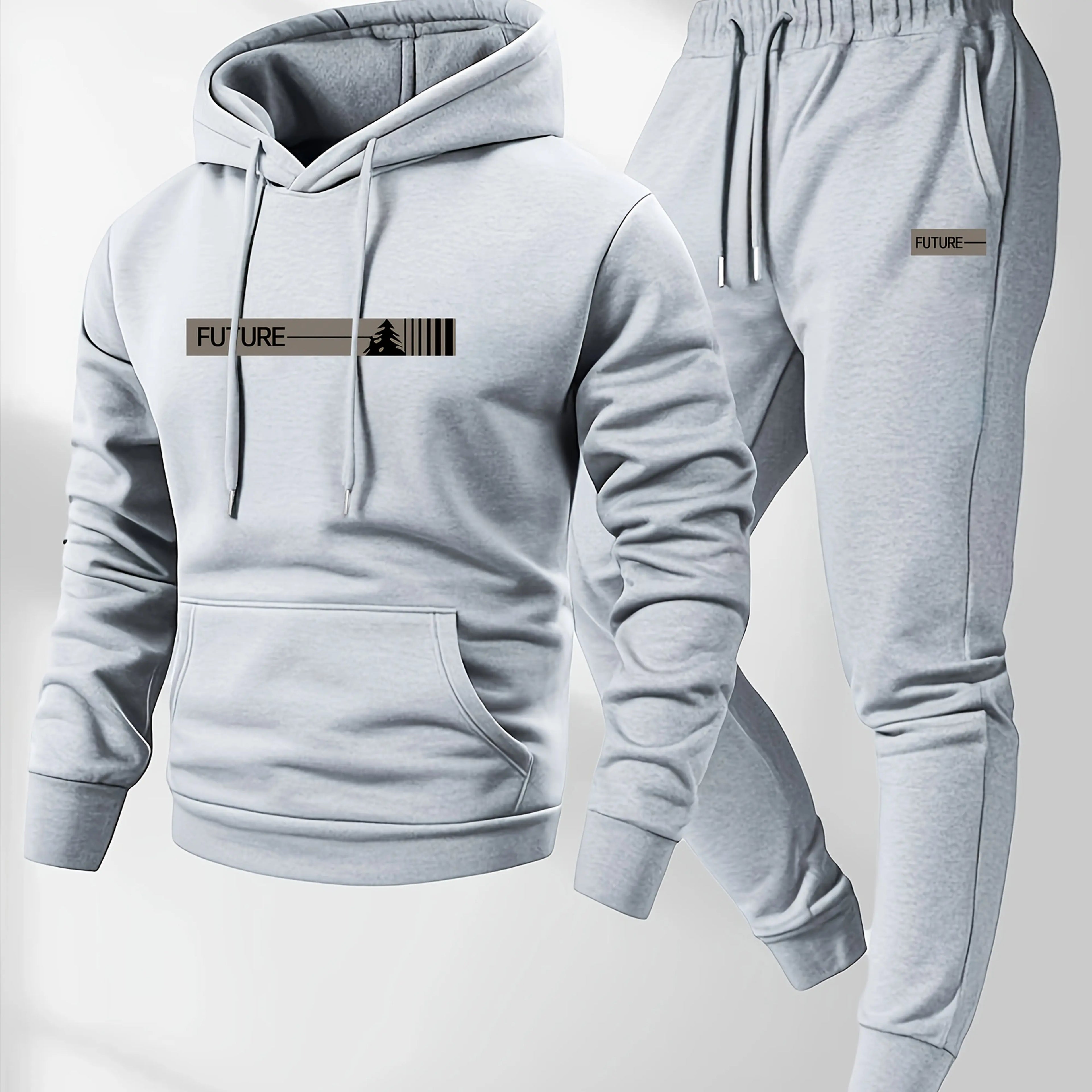 The 2026 new men's two-piece casual long-sleeved hooded sports shirt and sports pants set is suitable for wearing in autumn