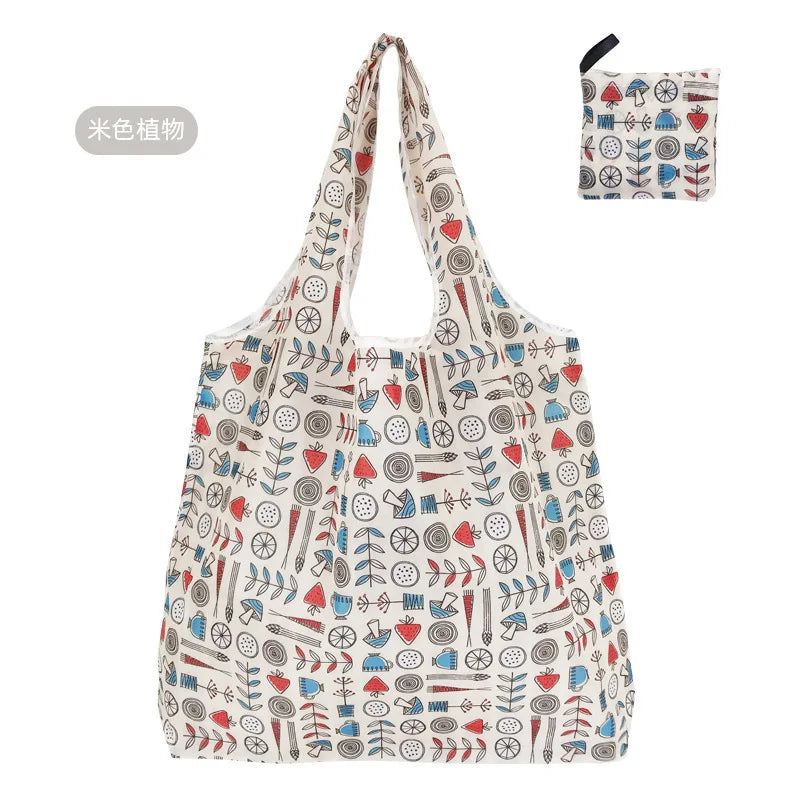 Large Reusable Shopping Bag for Women Shopper Tote Folding Bag Eco-Friendly Reusable Foldable Grocery Case Handbags Storage Bags