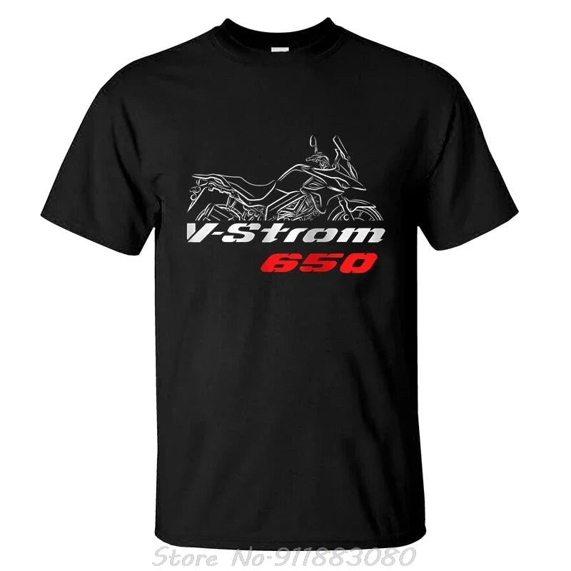 Men's Clothing Oversized T-shirt Casual Fitness T Shirt V-Strom 650 motorcycle Graphic Summer Fashion Cotton Tshirt