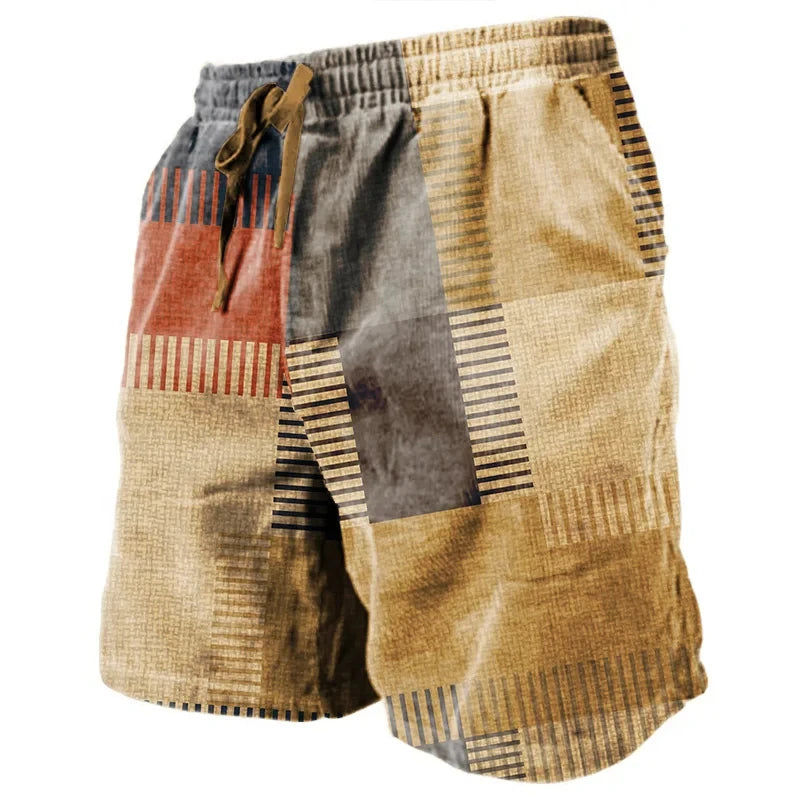 Men's Vintage Beach Shorts Classic Compass 3D Printed Street Hip Hop Men Women Short Pants Breathable Daily Holiday Ice Shorts