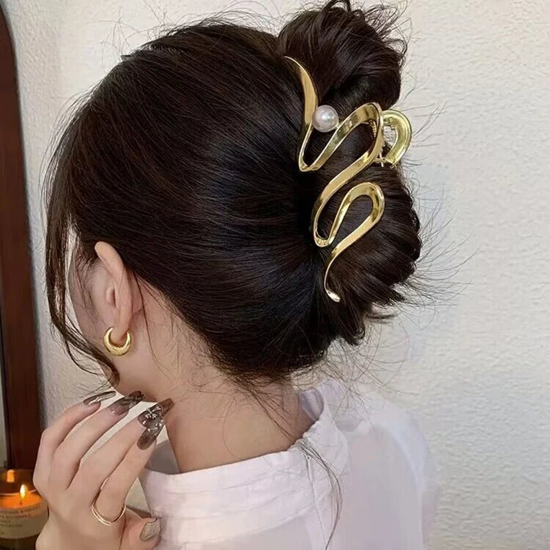 New Women Elegant Geometric Bow Hair Claws Vintage Simple Hair Clip Grab Large Metal Hairpins Barrettes Fashion Hair Accessories