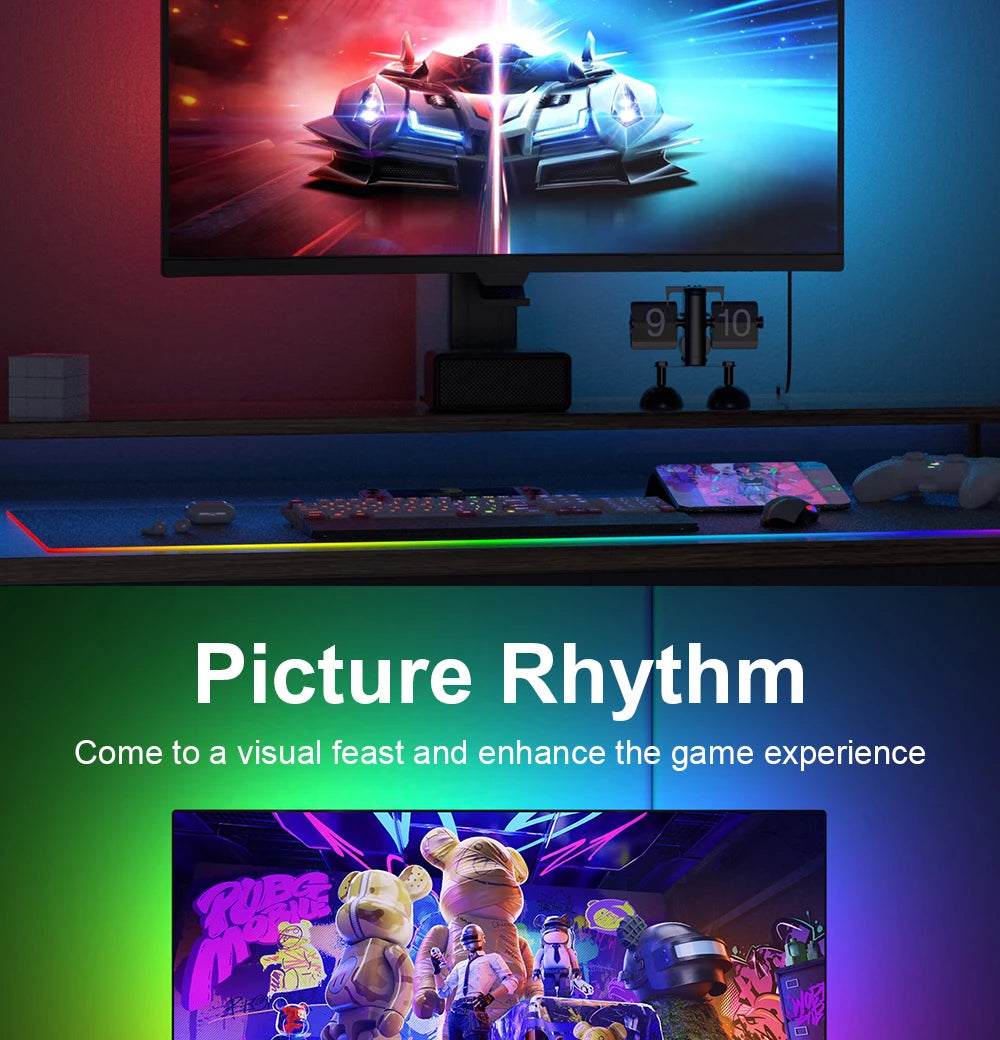 Smart Ambient TV PC Display Sync Computer Monitor Backlight LED Strip Light RGB Color DIY Game Holiday Atmosphere Computer