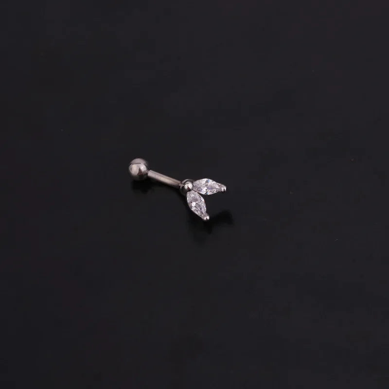1PC 16G New Flower Stainless Steel IBall Eyebrow Piercing Curved Barbell Lip Ring Snug Daith Helix Rook Earring