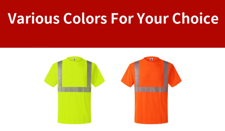 S-4XL Summer Reflective T-shirt Safety Work Short Sleeves Shirts High  Visibility Shirts Ideal for Construction Mining Airport