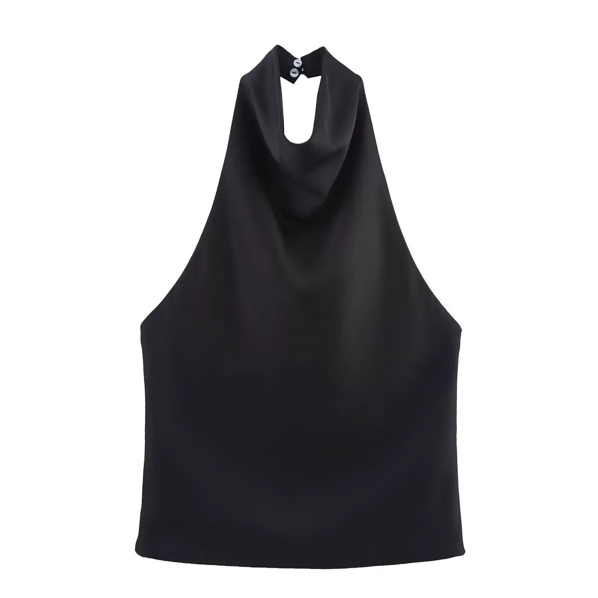 Zevity 2025 Women Chic Solid Color Sleeveless Soft Touch Halter Camis Tank Lady Backless Summer Beach Shirt Blouse Tops LS9365