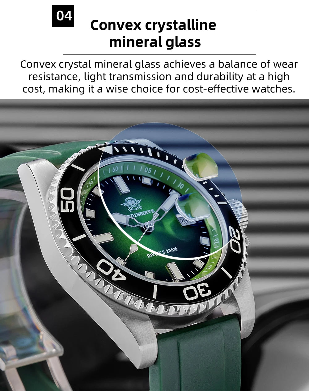 ADDIESDIVE NEW Diver Watch For Men Top Brand Waterproof Luminous Quartz Wristwatch Green/Red/Orange Dial Stainless Steel Watches