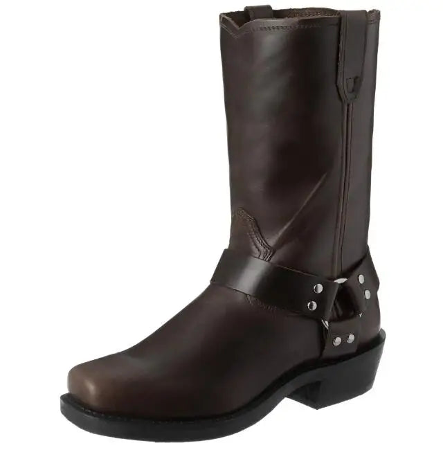 Luxury Retro Cowboy Boots Men Mid Calf Western Boot Men Pu Leather Man Slip On Shoes Winter Knight Boots Booties Plus Size 48