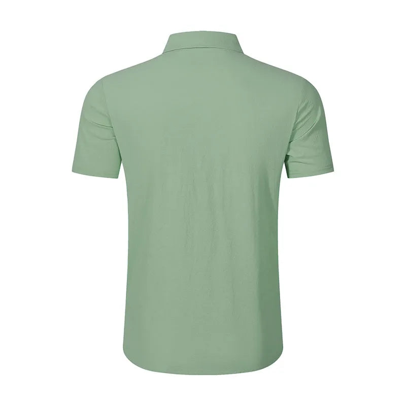 Men's Linen Blend Short Sleeve Button Down Shirt Casual Beach Tops with Chest Pocket Breathable Lightweight Summer Shirts forMen