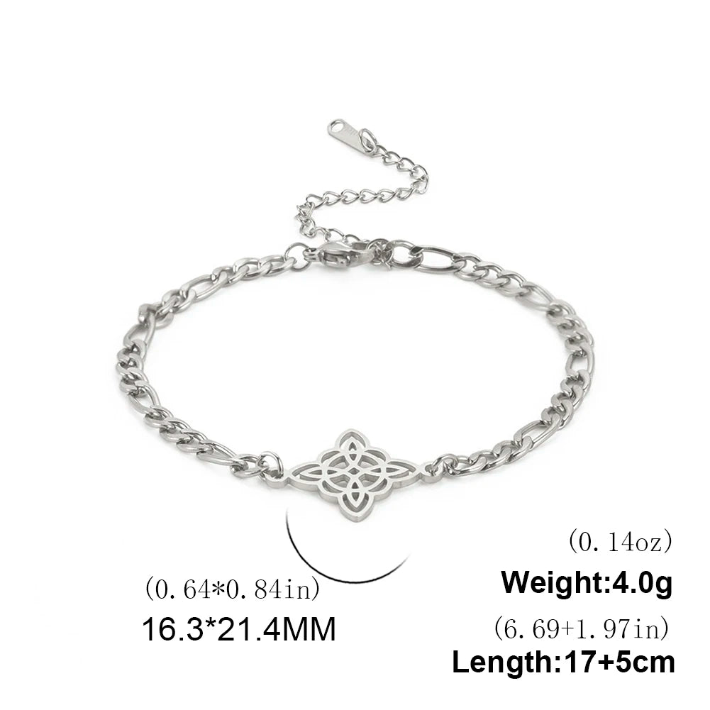 Witchcraft Irish Celtic Knot Charms Bracelets Stainless Steel Witch Knot Chain Bracelet Women Men Vintage Love Jewelry Gifts
