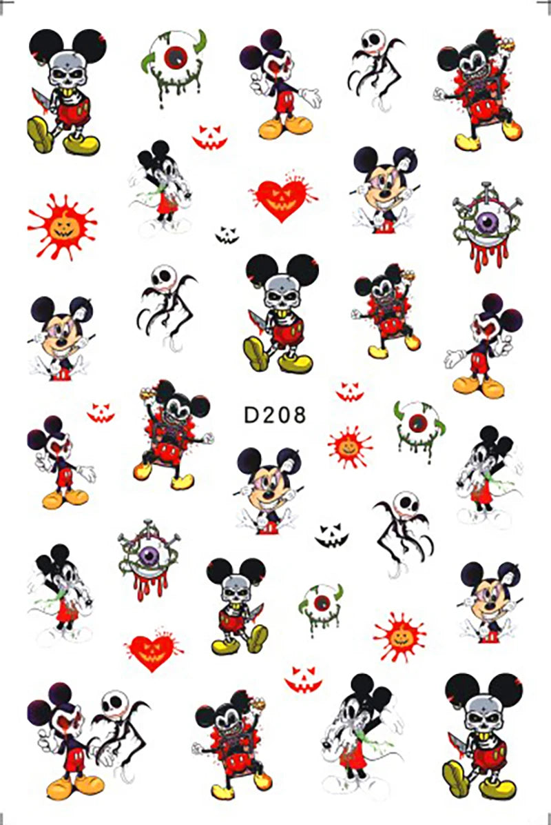 Disney Cartoon Adhesive Nail Stickers Nail Decorative Decals Nail Sliders Stitch Mickey 3D Stickers Press on Nails