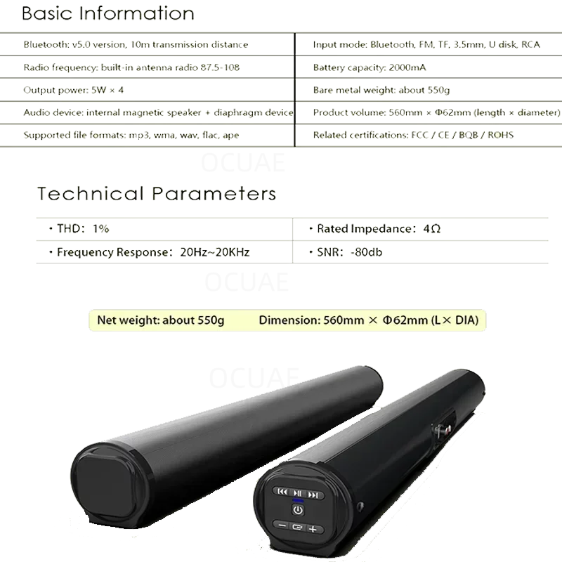 Portable Super Powerful Sound Bar Wireless Bluetooth Speaker Surround Stereo Home TV Sound Box Subwoofer FM Radio Caixa De Som