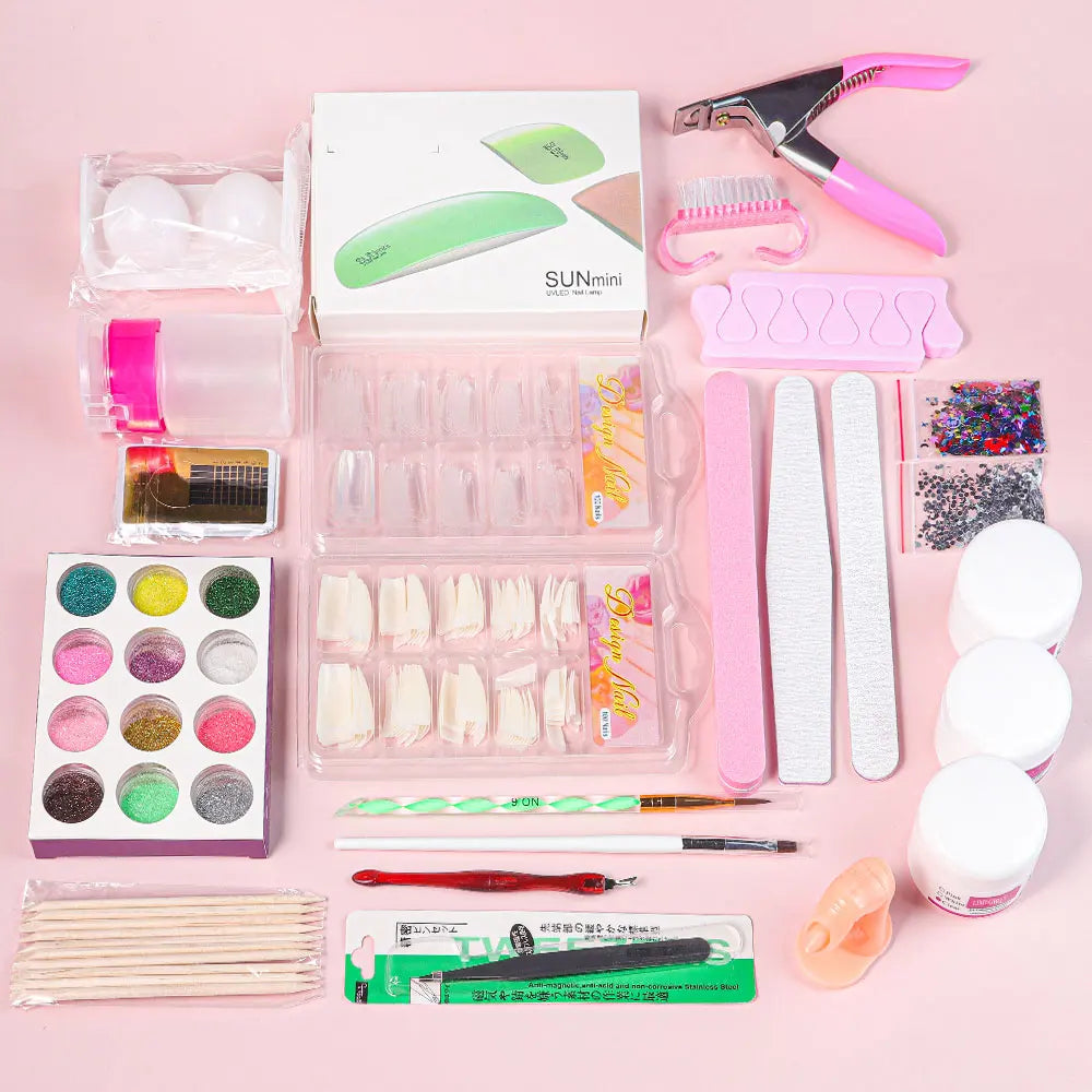 Nail Acrylic Powder and Liquid Monomer Nails Art Decoration For Manicure Set Kit Crystal Nail Glitter 3D Nail Tips Carving Tools