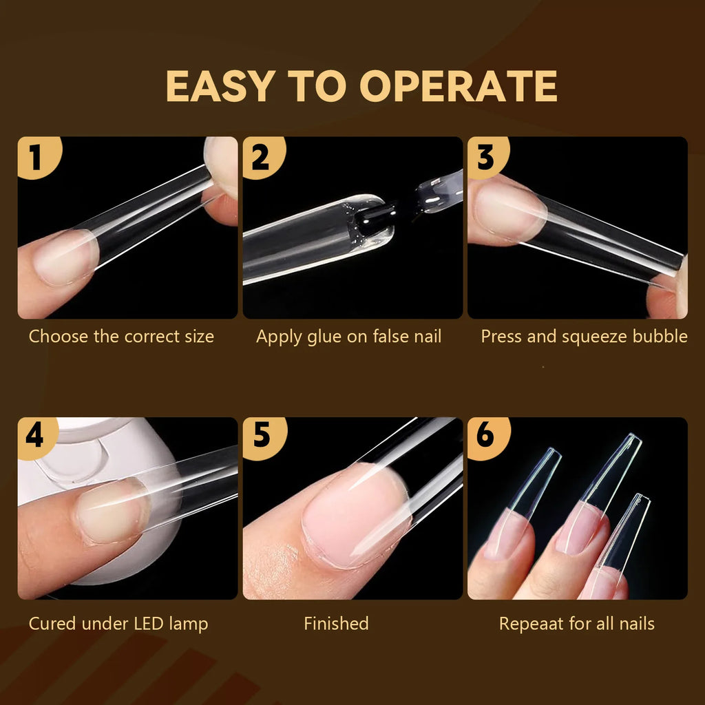 120/140pcs Almond Stiletto False Nail Tips Clear Soft Fake Nails Extension For Home DIY Nail Salon Manicure Press On Nails