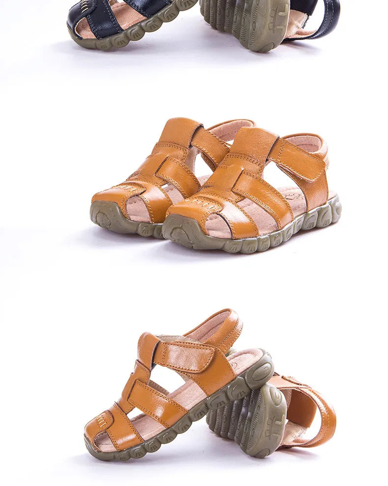 Summer Kids Shoes Boys Beach Sandals for Baby Boys Soft Leather Bottom Non-Slip Closed Toe Children Shoes сандали для мальчика