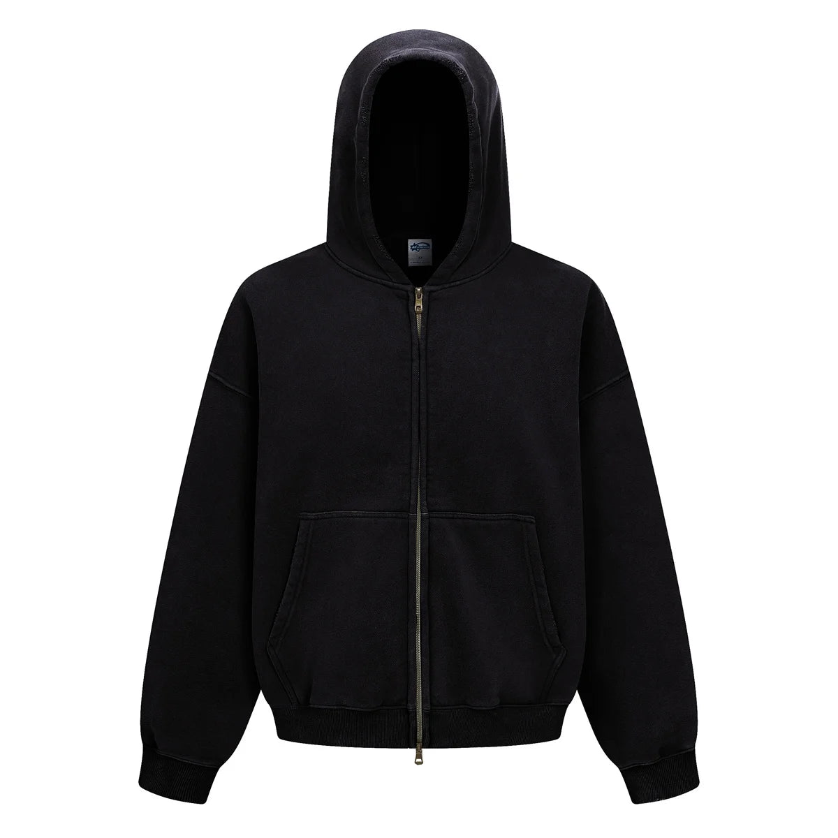 New Autumn and Winter Cashmere Zip Up Jacket Streetwear Casual Oversized Acid Washed Wax Printed Hooded Fleece Zipper Hoodie