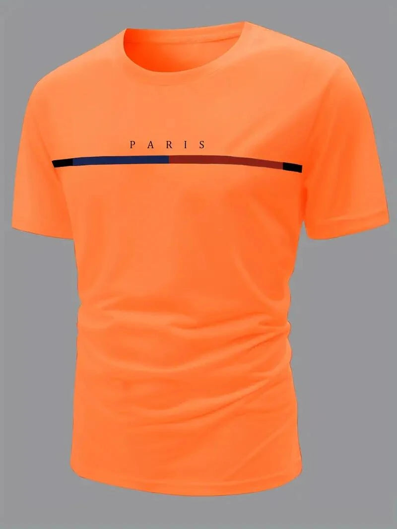 Men's Stripe Letters Graphic T-Shirt | Streetwear Oversized Hip Hop Tee