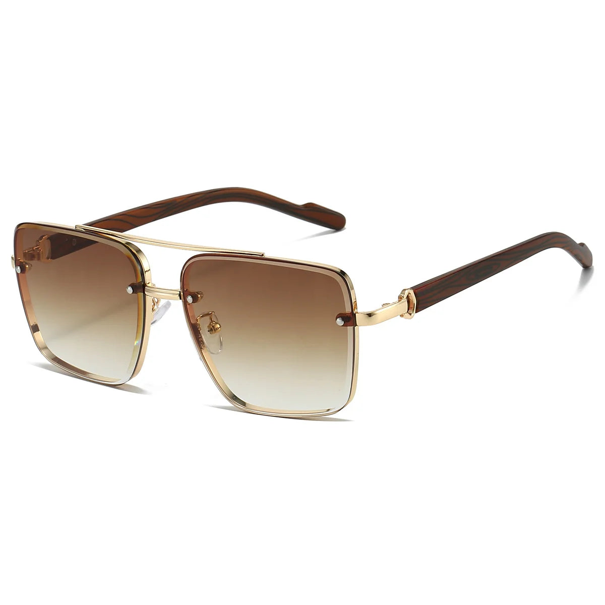 KAMMPT Fashion Retro Square Metal Shades Women's Original Brand Design Driving Sunglasses New Double Bridge Pilot Sun Glasses