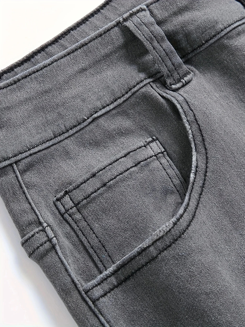 Men's Distressed Grey Jeans | Street Style Slim - Fit Ripped Denim Pants | Trendy Casual Trousers for Daily & Hip - Hop Looks