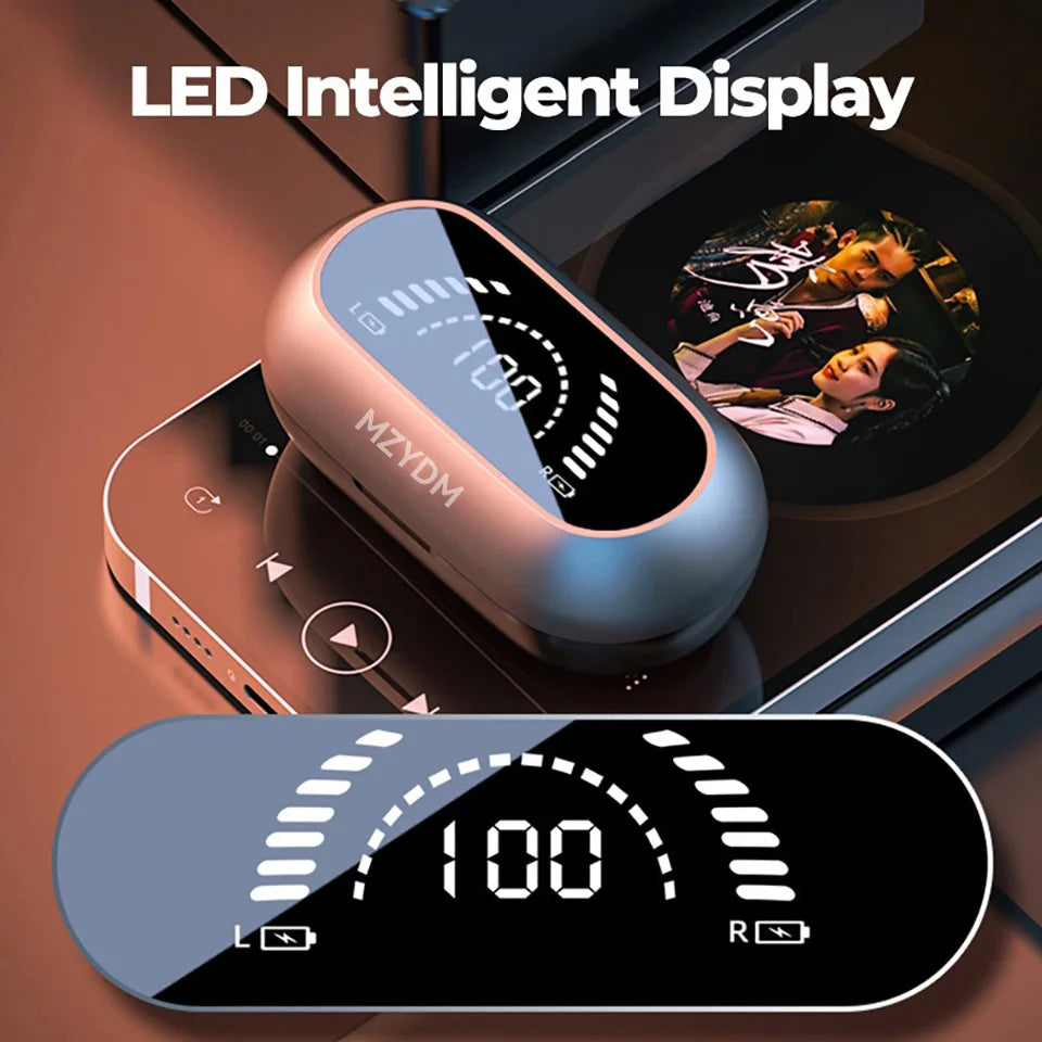 Wireless Bluetooth 5.2 Earphones Bone Conduction Earphones Sports Noise Reduction Ear Clip HiFI Stereo Earphones Digital Display