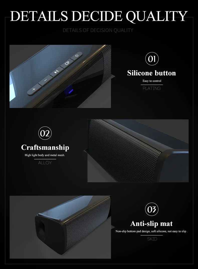 Portable Super Powerful Sound Bar Wireless Bluetooth Speaker Surround Stereo Home TV Sound Box Subwoofer FM Radio Caixa De Som
