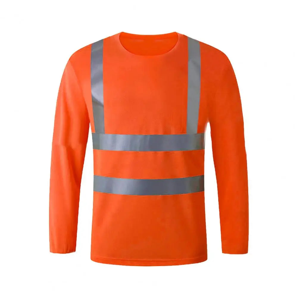 Reflective Safety T-Shirt 360 Degree Reflective Zones High Visibility Long Sleeves Outdoor Construction Worker Top for Night