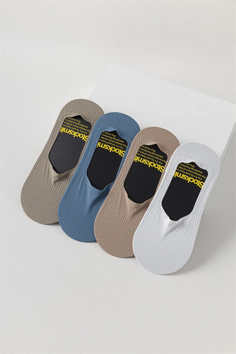 Men's Low Cut Ankle Boat Socks Summer Thin Breathable Invisible No Show Socks Men Male Silicone Anti-slip Ice Silk Sock Slippers