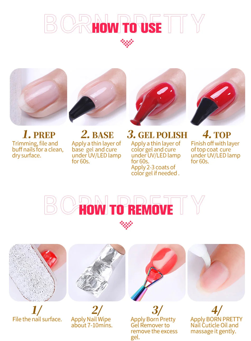 BORN PRETTY 10ml Translucent Jelly Nude Gel Nail Polish Colorful  Varnish Semi Permanent UV LED Nail Art  Manicure Gel