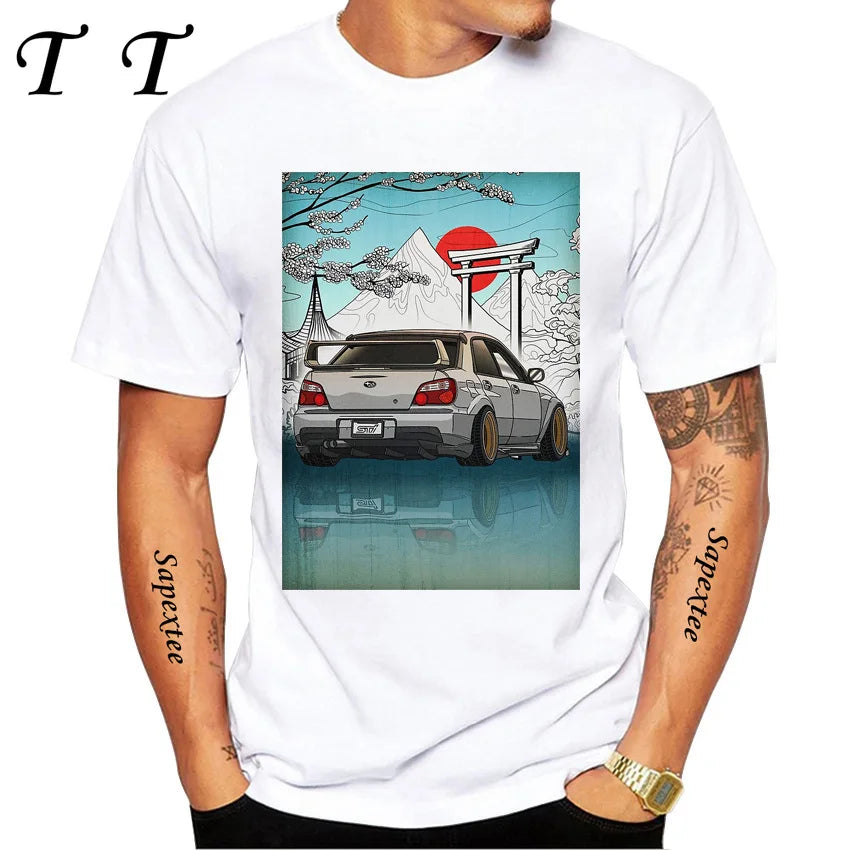 JDM Subie Impreza WRX Bugeye 2000 T-Shirt New Summer Men's Short Sleeve Funny Car Design Sport White Casual Boy Tee shirt Tops