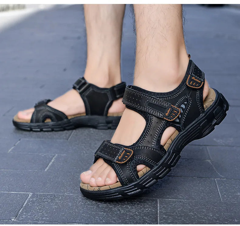 Hot Sale Summer Men's Sandals Outdoor Non-slip Men's Beach Sandals Handmade Genuine Leather Men's Shoes Fashion Men Sneakers
