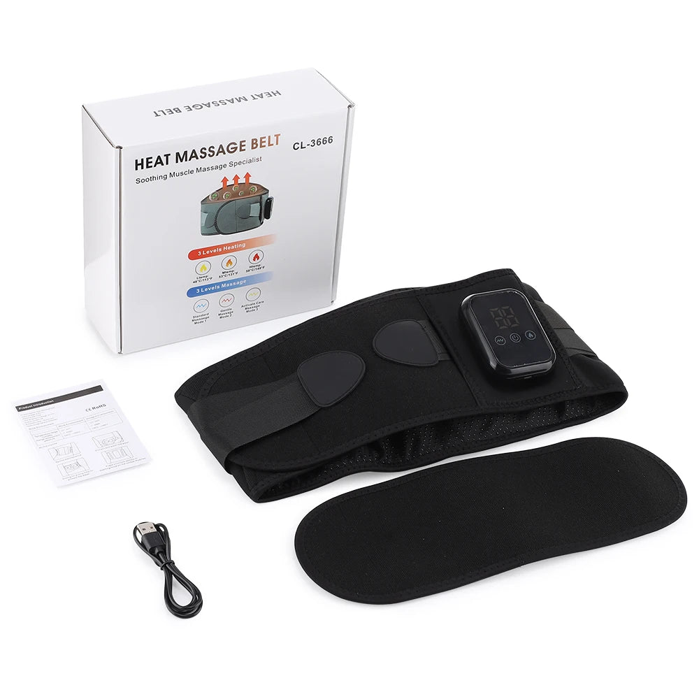 New Upgrade Electric Heating Waist Massager Support Belt Vibration Hot Compress Brace Belt Back Relax 3 Gears Adjustment