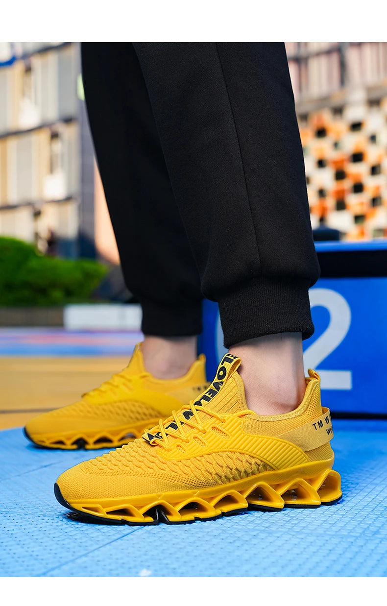 Men's Breathable Mesh Running Shoes Blade Sole Sneakers Lightweight Non-Slip Sports Shoes for Gym Walking Casual Wear
