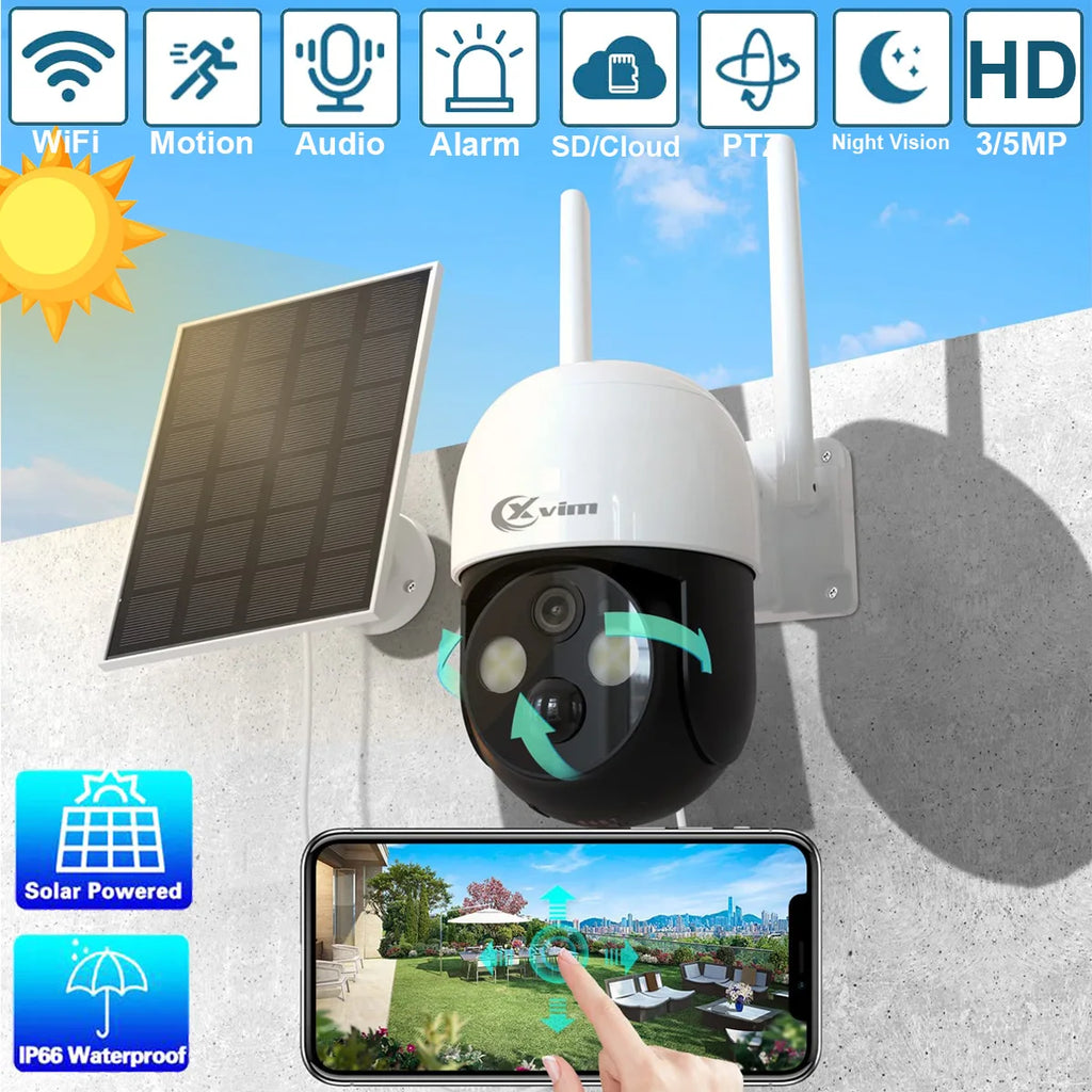 4MP Wireless Security Camera Outdoor WiFi Solar Battery Powered Camera Pan/Tilt Rotate Surveillance Camera Home Protection 2.4G
