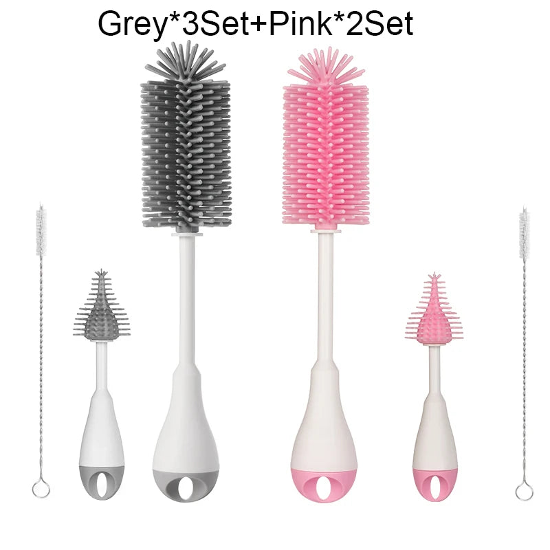 360° Silicone Baby Bottle Cleaning Brush Set 3-in-1 – Bottle, Pacifier & Straw Cleaner