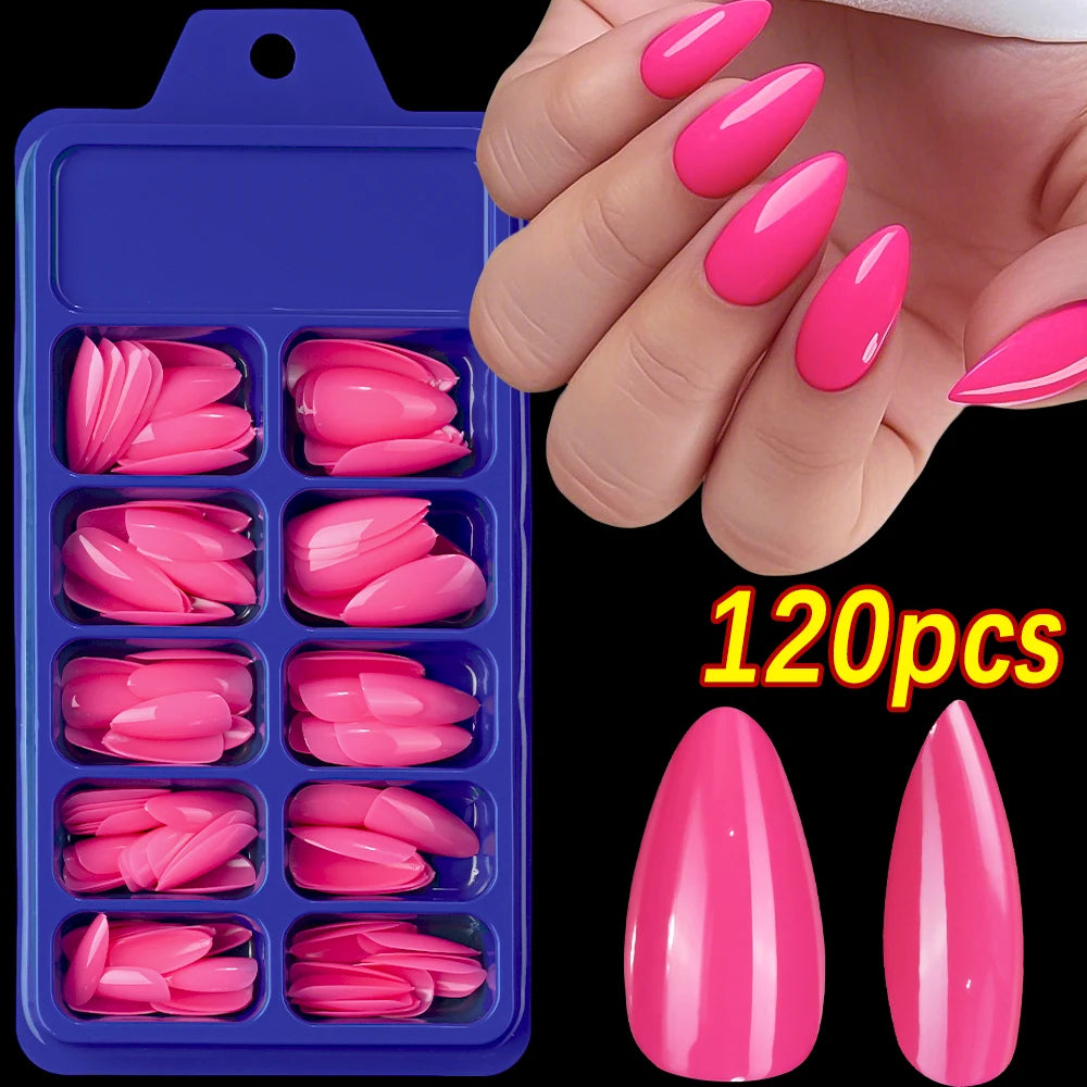 120Pcs Red Short Square Fake Nails Summer Glossy Full Cover Press on Nailtip Acrylic False Fingertip for Women Mother's Day Gift
