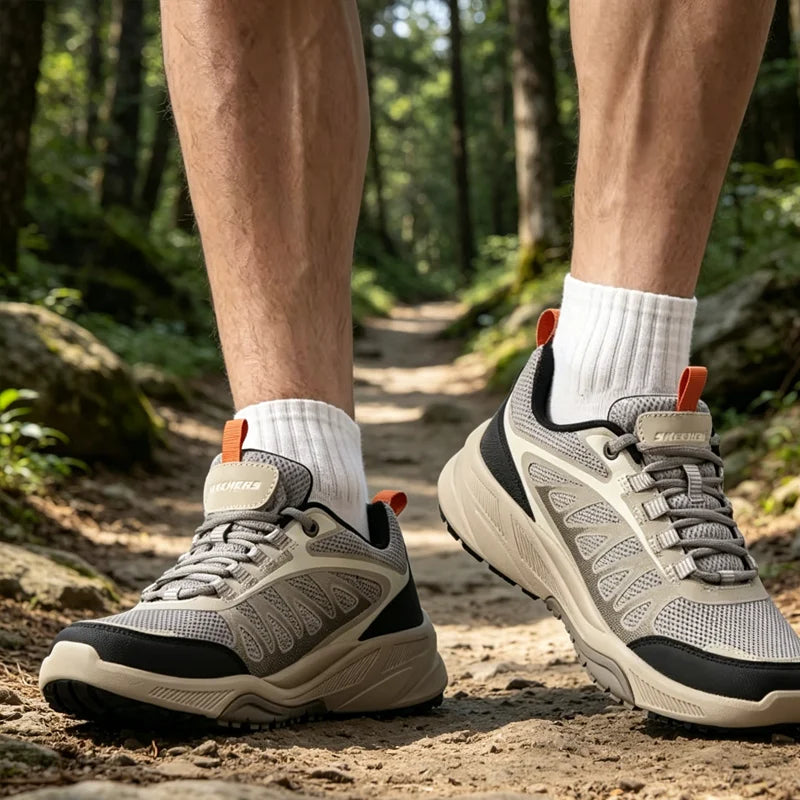 Skechers Men Hiking Shoes, Outdoor Wear-resistant Walking Sneakers 210471-GRY/210471-LGMT