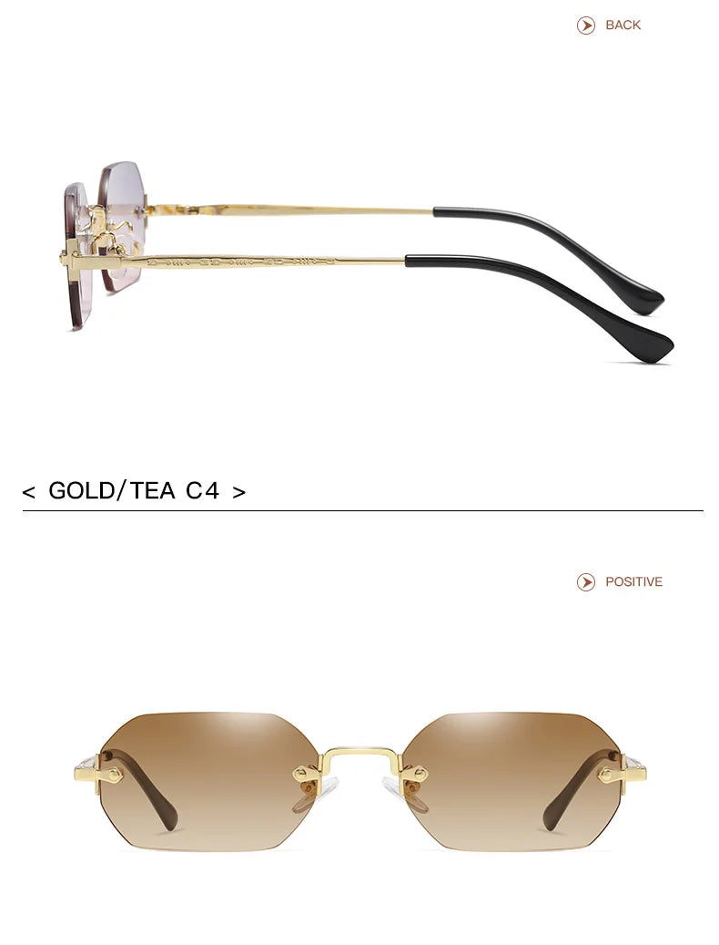 SHAUNA Gothic Rimless Sunglasses Retro Punk Gradient Shades UV400