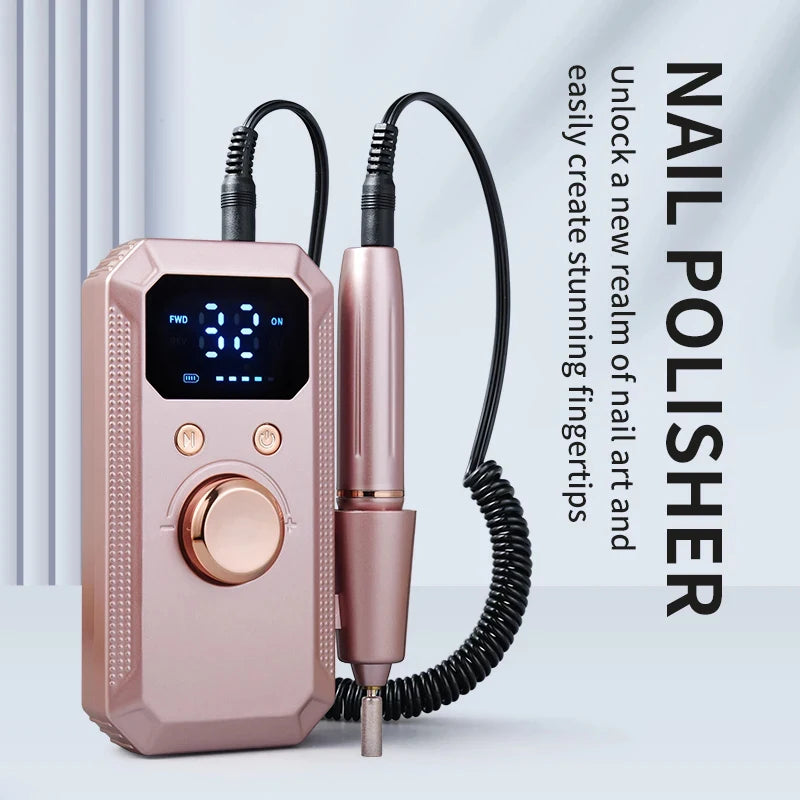 32-Speed Electric Nail Drill Machine with Digital Display & Reversible Rotation for Manicure/Pedicure, Professional Rose Gold Na