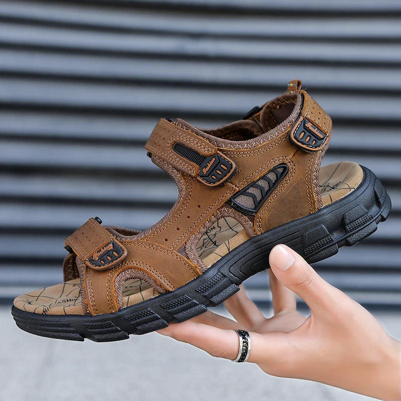 Hot Sale Summer Men's Sandals Outdoor Non-slip Men's Beach Sandals Handmade Genuine Leather Men's Shoes Fashion Men Sneakers