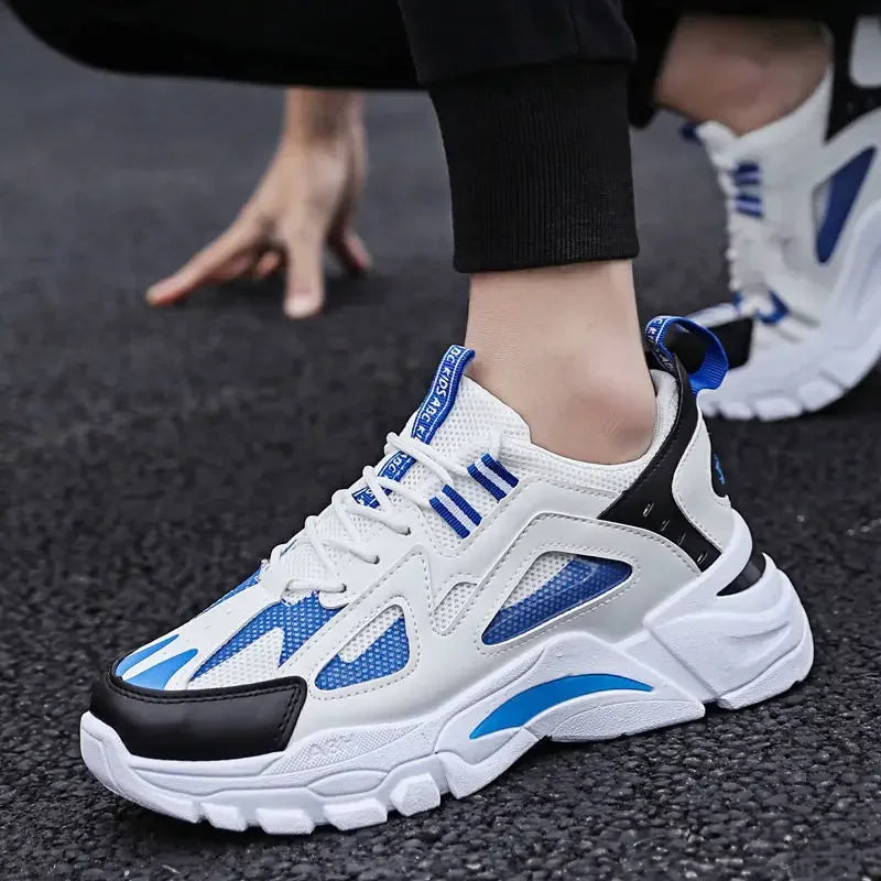 Men's Casual Sports Shoes 2023 New Men Platform Breathable Running Shoes Trendy Leather Stitching Mesh Men Nude Shoes ÐºÑ€Ð¾ÑÑÐ¾Ð²ÐºÐ¸