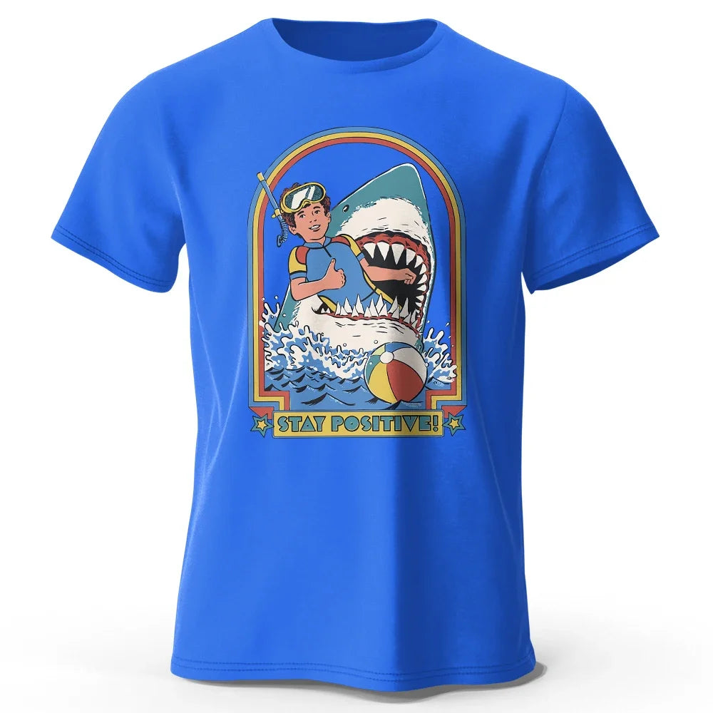 Stay Positive Printed 100% Cotton Classic Vintage Funny T-Shirt For Men Women Sportswear Tops Tees