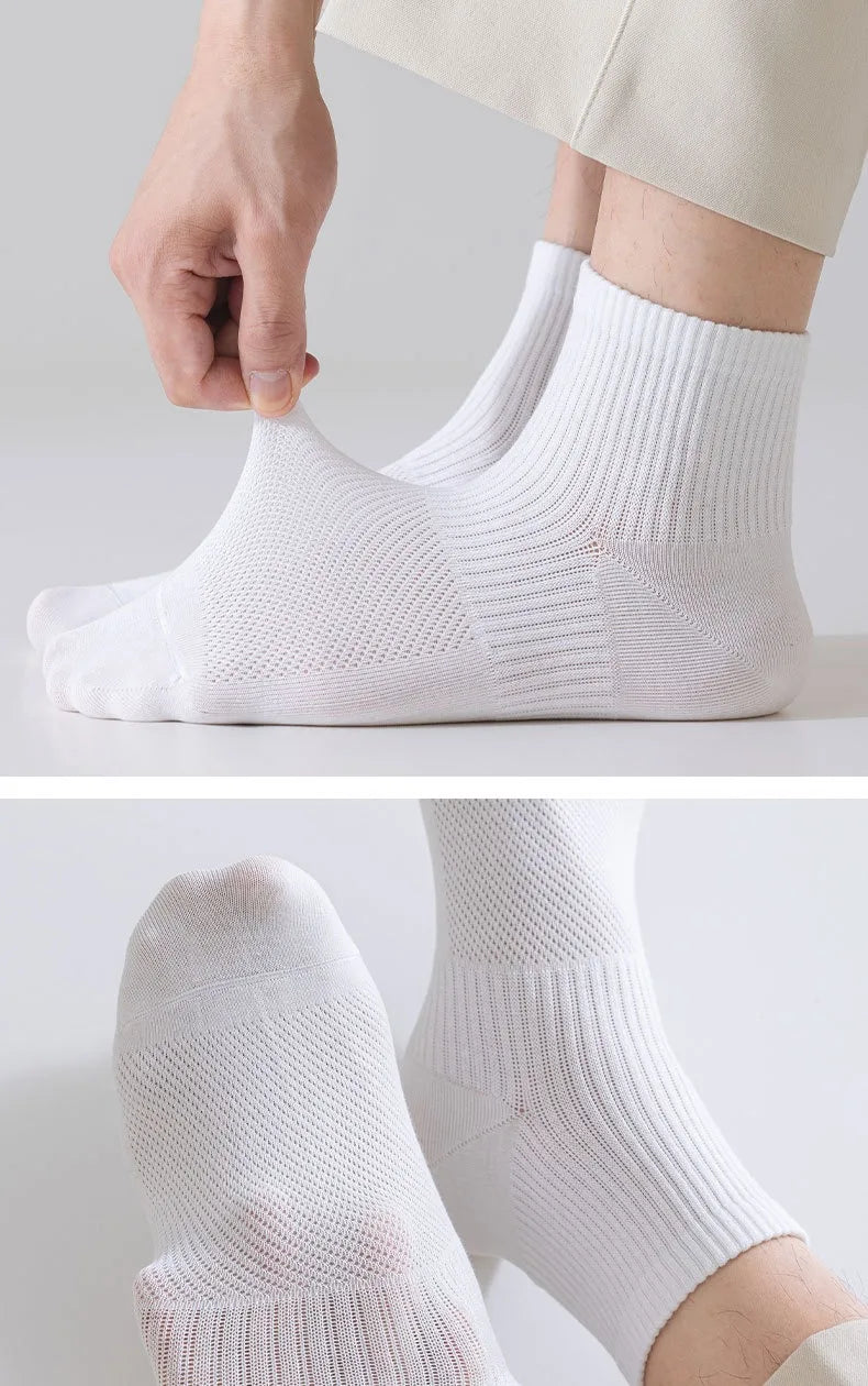 1/3 Pairs Men's Cotton Antibacterial No-Show Socks - Summer Thin Moisture-Wicking Breathable Sports Ankle Socks